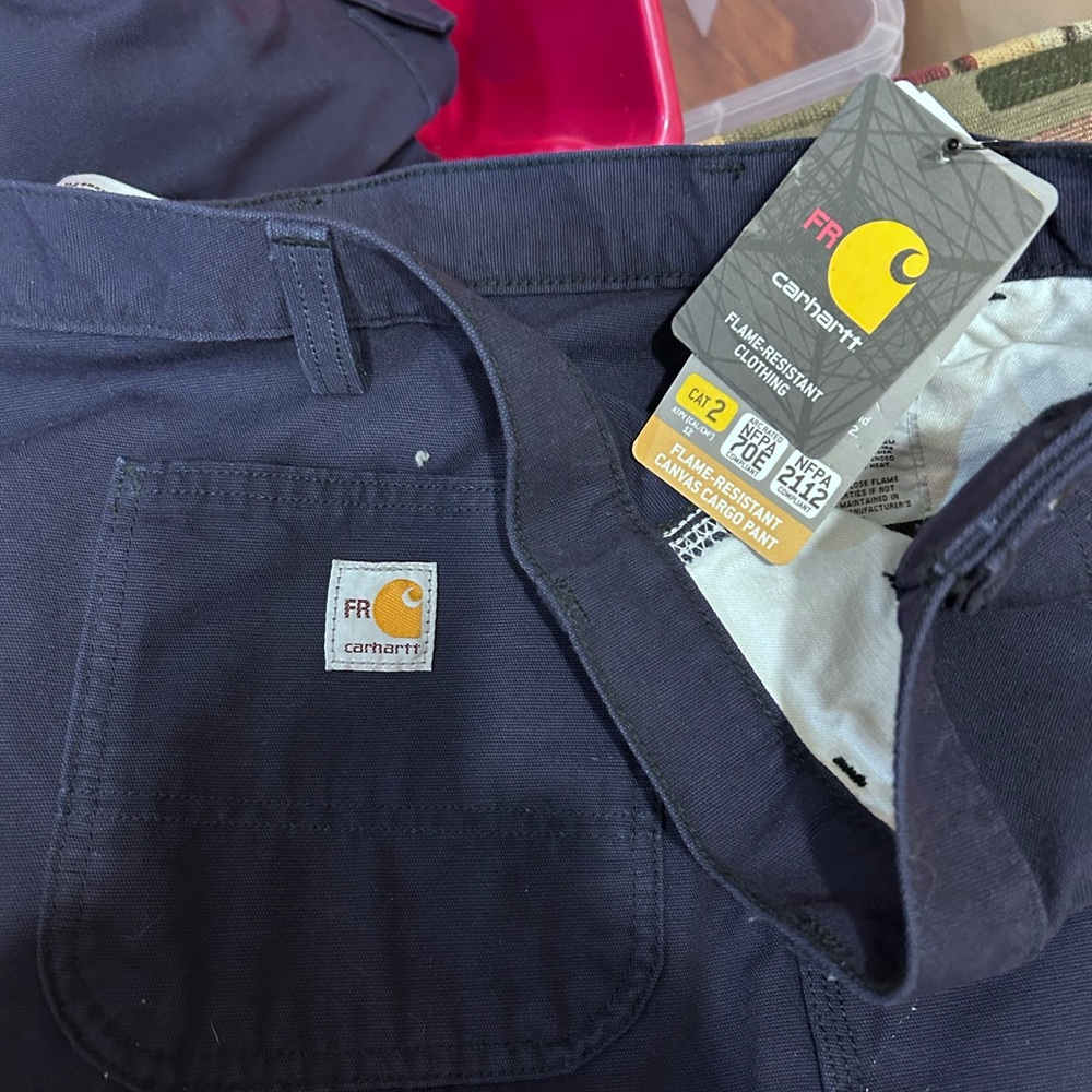Carhartt Blue Cargo Pants with Durable Fabric and Sturdy Design